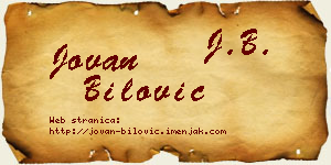 Jovan Bilović vizit kartica